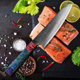 NORTH DEALS™ Damascus Steel 8'' Chef Knife with Colored Handle