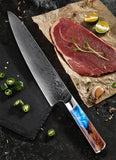 NORTH DEALS™ Damascus Steel 8'' Chef Knife with Blue Resin Handle