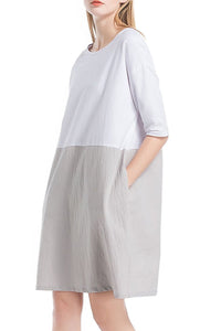 Vestido de Linho em Bloco de Cores