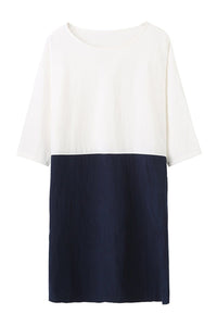 Vestido de Linho em Bloco de Cores