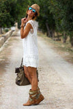 Vestido Mini de Renda Pom Pom