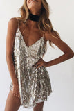 Vestido Decorado com Lantejoula Alça Spaghetti