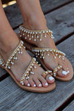 Sandália Rasteira Cordão Decorado