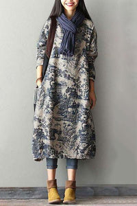 Vestido com Estampa Porcelana Japonesa Azul