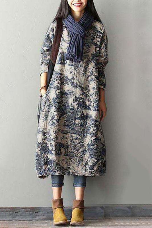 Vestido com Estampa Porcelana Japonesa Azul