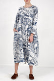 Vestido com Estampa Porcelana Japonesa Azul