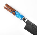 NORTH DEALS™ Damascus Steel 8'' Chef Knife with Blue Resin Handle