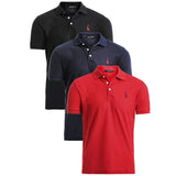 Kit 03 Camisas Polo GRF Classic - Preto Branco e Vermelho