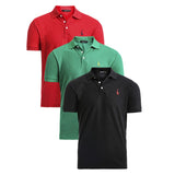 Kit 03 Camisas Polo GRF Classic - Preto Branco e Vermelho