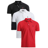 Kit 03 Camisas Polo GRF Classic - Preto Branco e Vermelho