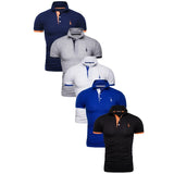 Kit 5 Camisas Polo GRF - Vermelha Azul com Amarelo Branca Preto com Laranja e Roxa