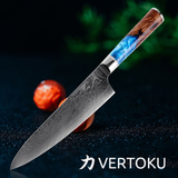 NORTH DEALS™ Damascus Steel 8'' Chef Knife with Blue Resin Handle